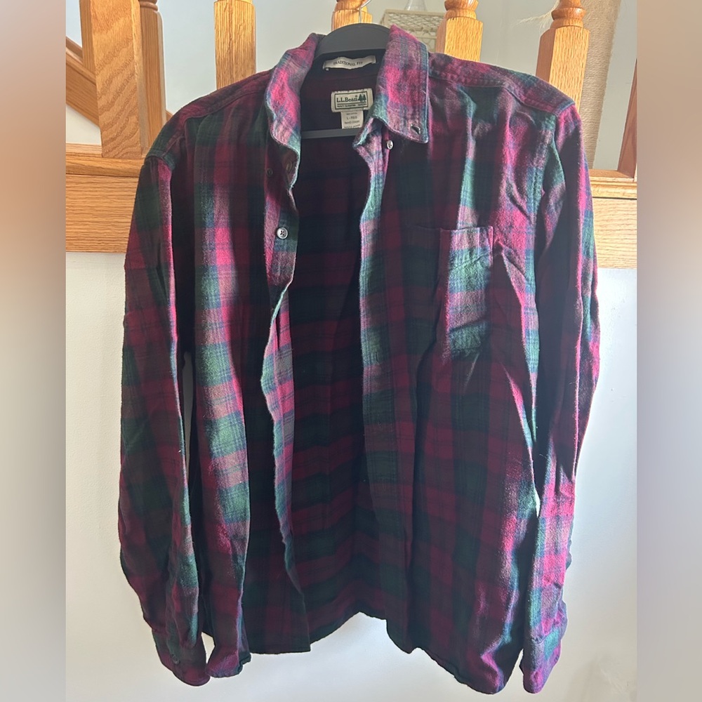 L.L. Bean men’s large Plaid Flannel Shirt - Red and Green